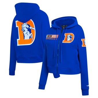 Women's Denver Broncos Pro Standard Royal Split Logo Full-Zip Hoodie