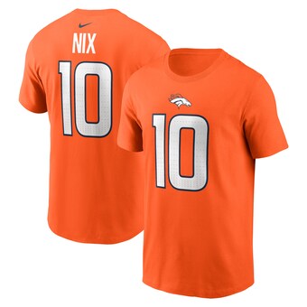 Youth Denver Broncos Bo Nix Nike Orange 2024 NFL Draft Name & Number T-Shirt