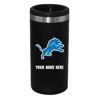 Detroit Lions Black 12oz. Personalized Slim Can Holder