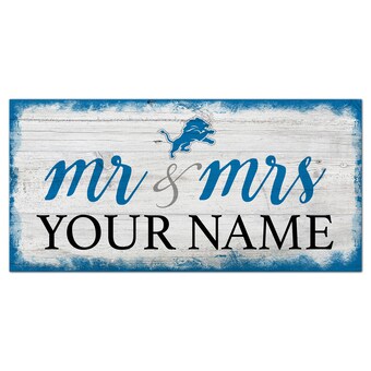 Detroit Lions 6" x 12" Personalized Mr. & Mrs. Script Sign