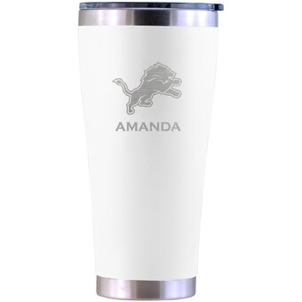 Detroit Lions Personalized 30oz. Laser Etched White Tumbler