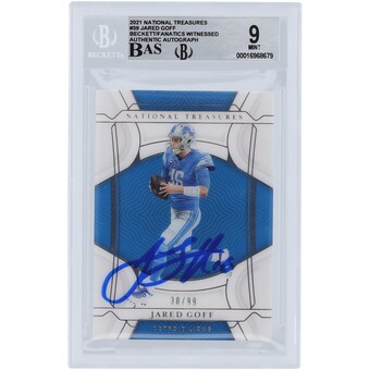 Jared Goff Detroit Lions Autographed 2021 Panini National Treasures #39 #/99 Beckett Fanatics Witnessed Authenticated 9/10 Card