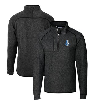 Men's Cutter & Buck Heather Charcoal Detroit Lions Mainsail Sweater-Knit Big & Tall Half-Zip Pullover Jacket