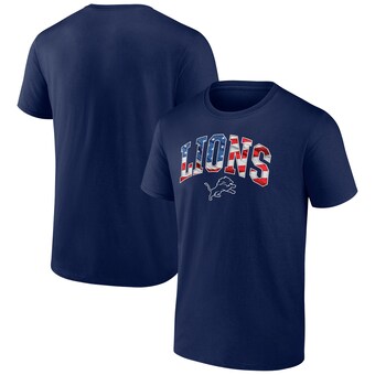 Men's Detroit Lions Fanatics Navy Banner Wave Logo T-Shirt