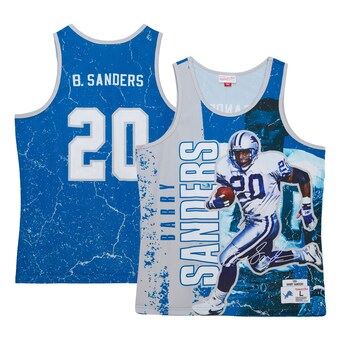 Men's Detroit Lions Barry Sanders Mitchell & Ness Blue 1991 Player Burst Tank Top