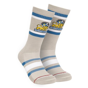 Men's Detroit Lions Mitchell & Ness Gray Throwback Team Stripes Crew Socks