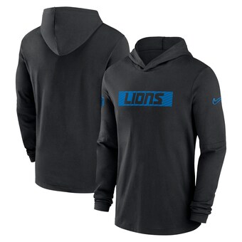 Detroit Lions Nike Sideline Hoodie Performance Long Sleeve T-Shirt - Black