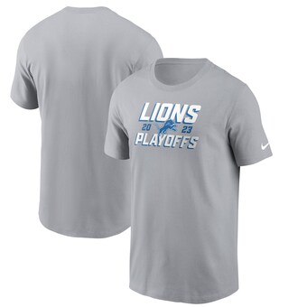 Men's Detroit Lions  Nike Gray 2023 NFL Playoffs Iconic T-Shirt