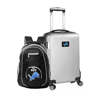 Detroit Lions MOJO Silver Personalized Deluxe 2-Piece Backpack & Carry-On Set