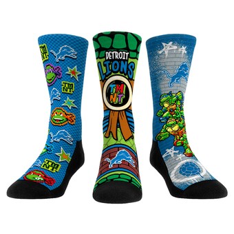 Unisex Detroit Lions  Rock Em Socks Light Blue TMNT Three-Pack Crew Sock Set