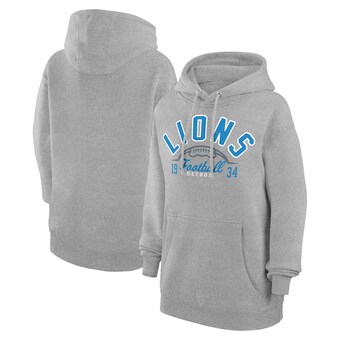 Unisex Detroit Lions Starter Heather Gray Half Ball Team Fleece Pullover Hoodie