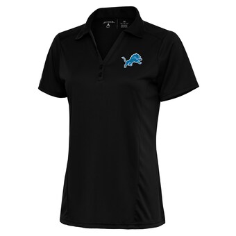 Women's Detroit Lions Antigua Black Team Logo Tribute Polo