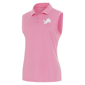 Women's Detroit Lions Antigua Coral White Logo Sleeveless Recap Polo