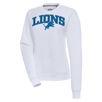 Women's Detroit Lions  Antigua White Victory Chenille Pullover Sweatshirt