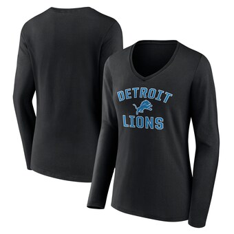 Women's Detroit Lions  Black Victory Arch V-Neck Long Sleeve T-Shirt