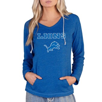 Women's Detroit Lions Concepts Sport Blue Mainstream Hooded Long Sleeve V-Neck Top