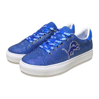 Women's Detroit Lions Cuce Blue Team Color Crystal Sneakers