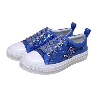 Women's Detroit Lions Cuce Blue Team Sequin Sneakers