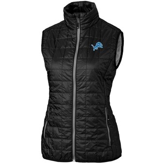 Women's Detroit Lions Cutter & Buck Black Rainier PrimaLoft Eco Full-Zip Vest