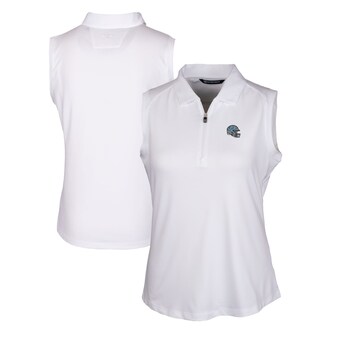 Women's Detroit Lions  Cutter & Buck White Helmet Logo DryTec Forge Stretch Sleeveless Polo