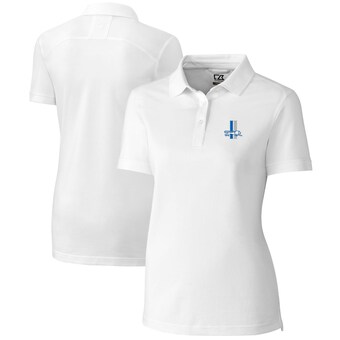 Women's Detroit Lions Cutter & Buck White Throwback Logo Advantage Tri-Blend Pique Polo