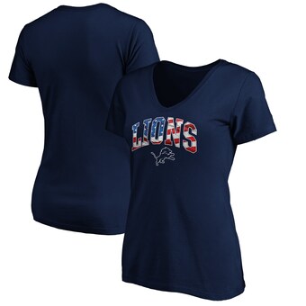 Women's Detroit Lions Fanatics Navy Banner Wave V-Neck T-Shirt