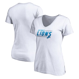 Women's Detroit Lions Fanatics White Mascot In Bounds V-Neck T-Shirt