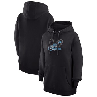 Women's Detroit Lions G-III 4Her by Carl Banks Black Animal Print Heart Team Graphic Fleece Tri-Blend Pullover Hoodie