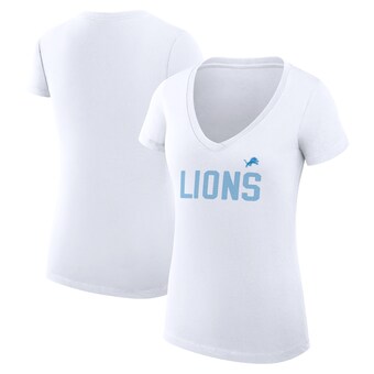 Women's Detroit Lions G-III 4Her by Carl Banks White Dot Print V-Neck Fitted T-Shirt