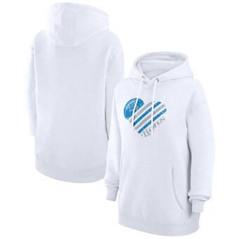 Women's Detroit Lions  G-III 4Her by Carl Banks White Heart Graphic Fleece Pullover Hoodie