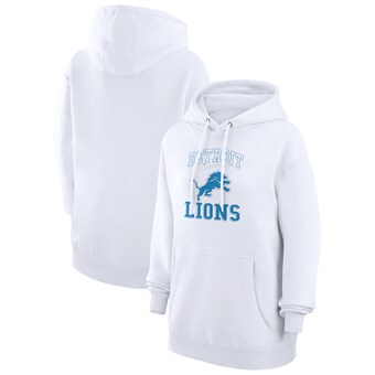 Women's Detroit Lions G-III 4Her by Carl Banks White Team Logo Graphic Fleece Tri-Blend Pullover Hoodie