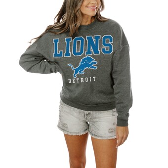 Women's Detroit Lions  Gameday Couture Charcoal  Bring The Energy Pullover Sweatshirt