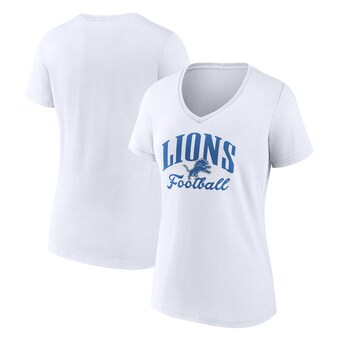 Women's Detroit Lions  White Victory Script V-Neck T-Shirt