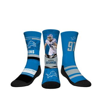 Youth Detroit Lions Aidan Hutchinson Rock Em Socks 3-Pack Crew Sock Set