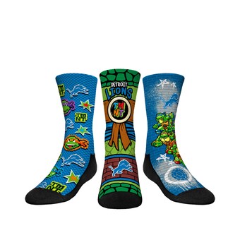 Youth Detroit Lions  Rock Em Socks Light Blue TMNT Three-Pack Crew Sock Set