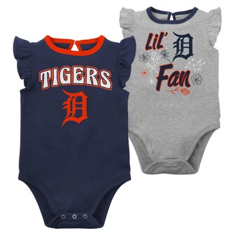 Girls Newborn & Infant Detroit Tigers Navy/Heather Gray Little Fan Two-Pack Bodysuit Set