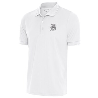 Men's Detroit Tigers Antigua White Metallic Big & Tall Affluent Polo