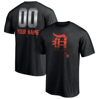 Men's Detroit Tigers Black Personalized Any Name & Number Midnight Mascot T-Shirt