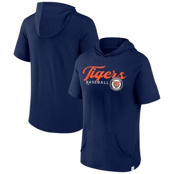 Men's Detroit Tigers Fanatics Navy Offensive Strategy Short Sleeve Pullover Hoodie