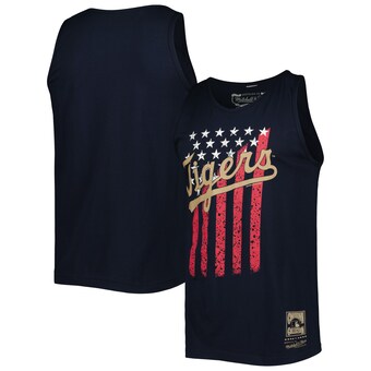 Men's Detroit Tigers Mitchell & Ness Navy Cooperstown Collection Stars and Stripes Tank Top