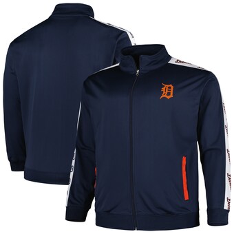 Men's Detroit Tigers Navy Big & Tall Tricot Track Full-Zip Jacket