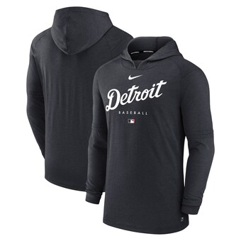 Men's Detroit Tigers Nike Heather Navy Authentic Collection Early Work Tri-Blend Performance Pullover Hoodie