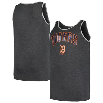 Men's Detroit Tigers Profile Heather Charcoal Big & Tall Arch Over Logo Tank Top