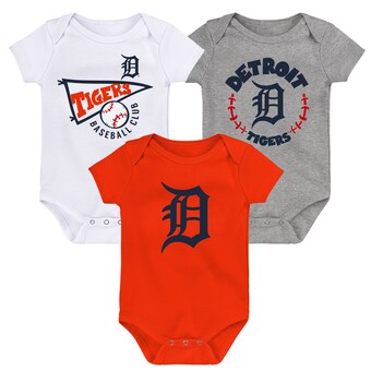 Newborn & Infant Detroit Tigers Orange/White/Heather Gray Detroit Tigers Biggest Little Fan 3-Pack Bodysuit Set