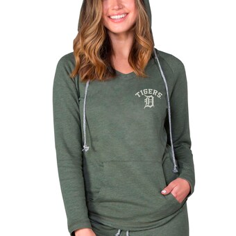 Women's Detroit Tigers Concepts Sport Green Mainstream Terry Tri-Blend V-Neck Pullover Hoodie