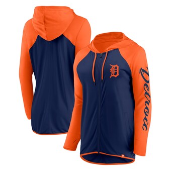 Women's Detroit Tigers Fanatics Navy/Orange Script Sleeve Full-Zip Hoodie