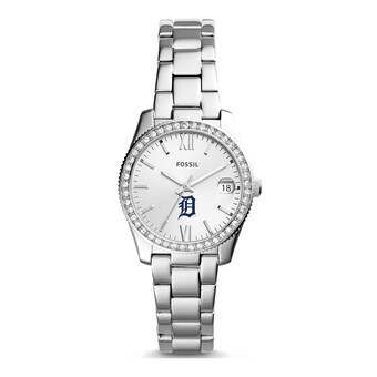 Women's Detroit Tigers Fossil Silver Scarlette Stainless Steel Watch