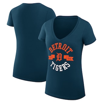 Women's Detroit Tigers G-III 4Her by Carl Banks Navy City Graphic V-Neck Fitted T-Shirt