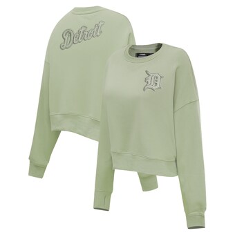 Women's Detroit Tigers Pro Standard Green Neutral Oversized Boxy Cropped Pullover Sweatshirt