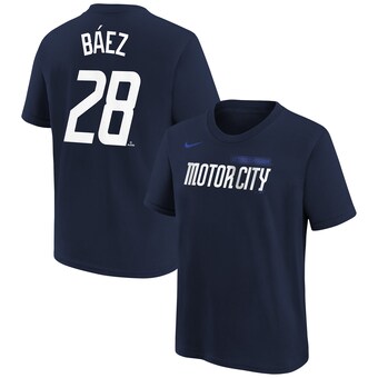 Youth Detroit Tigers Javier Baez Nike Navy 2024 City Connect Name & Number T-Shirt